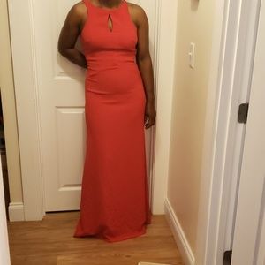 Red dress 5'6"waering 2" heel